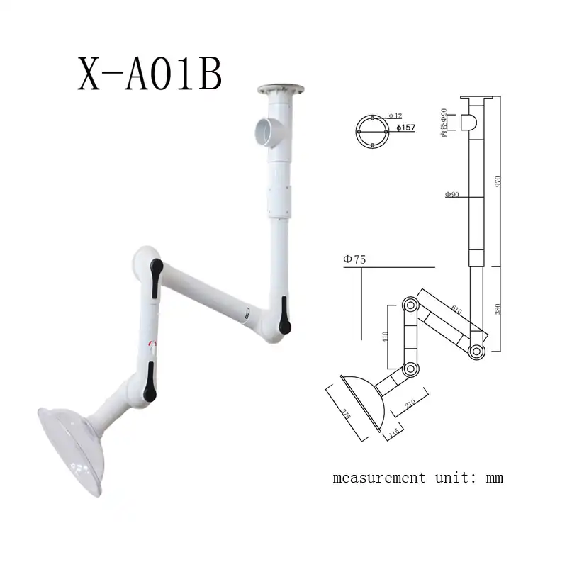 How does a fume extractor with a stainless steel arm work?